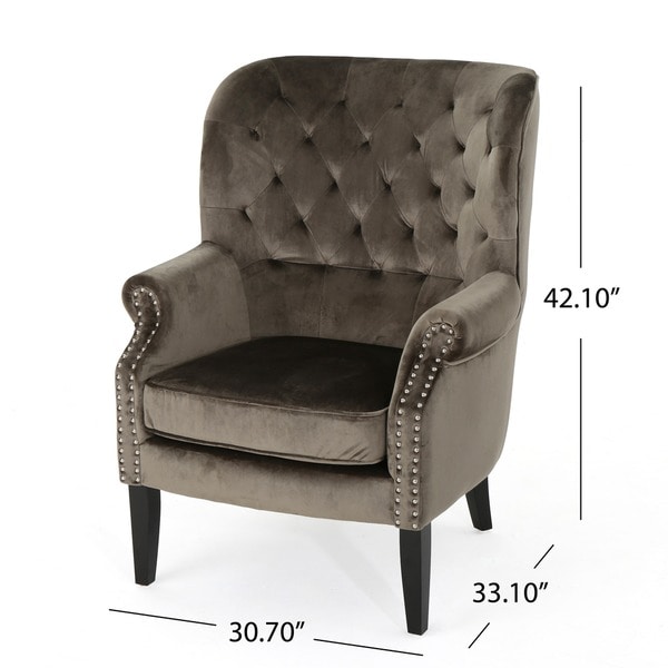 Tomlin Nailhead Velvet Club Chair by Christopher Knight Home