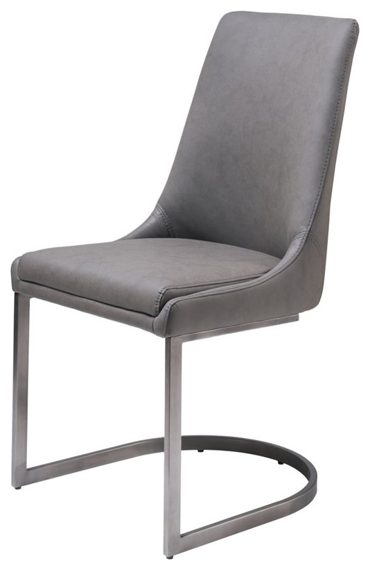 Modus Oxford Faux Leather Dining Side Chair in Distressed Basalt Gray (Set of 2)   Contemporary   Dining Chairs   by Homesquare  Houzz