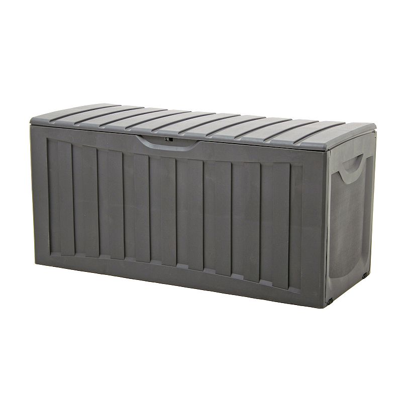 Ram Quality Products Plastic 90 Gal Outdoor Locking Storage Bin Deck Box， Gray