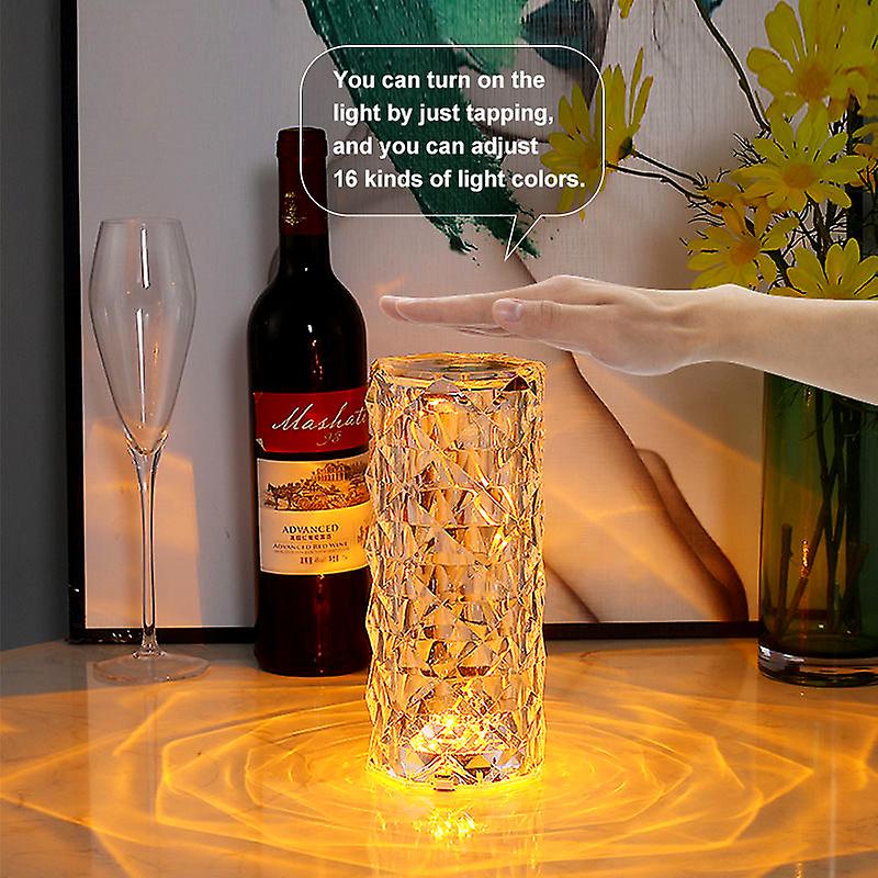 Multicolor Lamp Atmosphere Diamond Rose Usb Table Desk Night Light Acrylic Crystal Lighting Gift Bar Decorative Bedroom Bedside