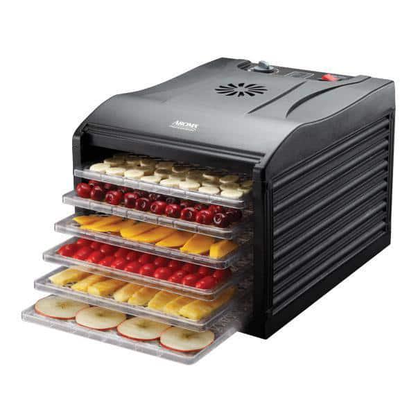 AROMA Professional 6Tray Black Food Dehydrator with Drip Tray