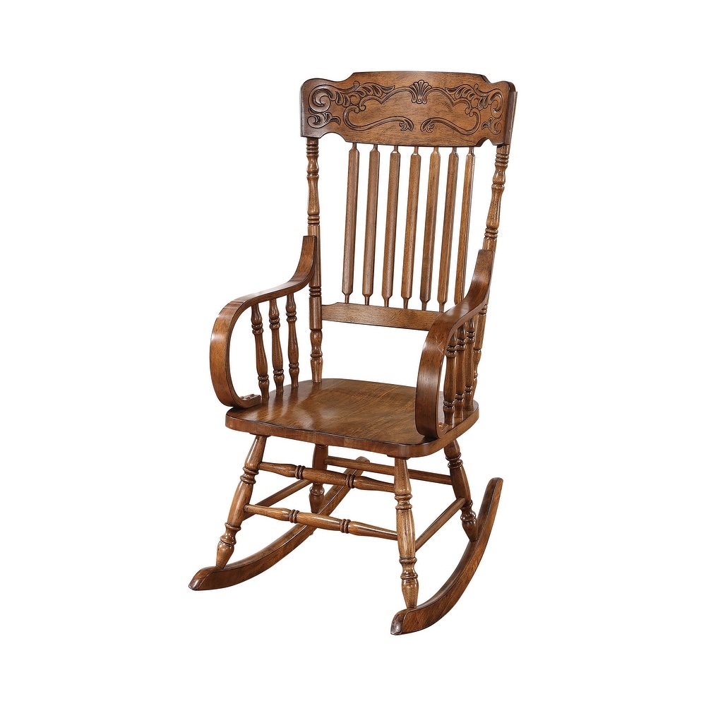 Coaster Furniture Sara Warm Brown Windsor Back Rocking Chair