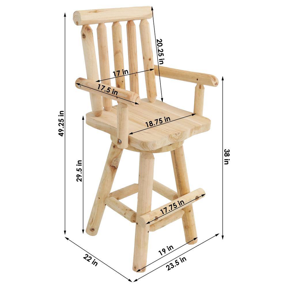 Sunnydaze Decor Rustic 29.5 in. Unfinished Wood Log Style Bar Stool DSL-650