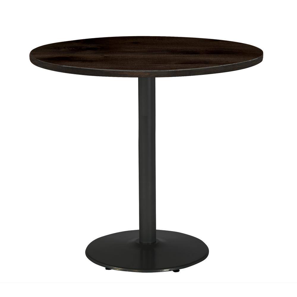 Urban Loft 36 in. Round Espresso Solid Wood Bistro Table with Round Black Steel Frame (Seats 4) T36RD-B1922BK-38-LFT-ES