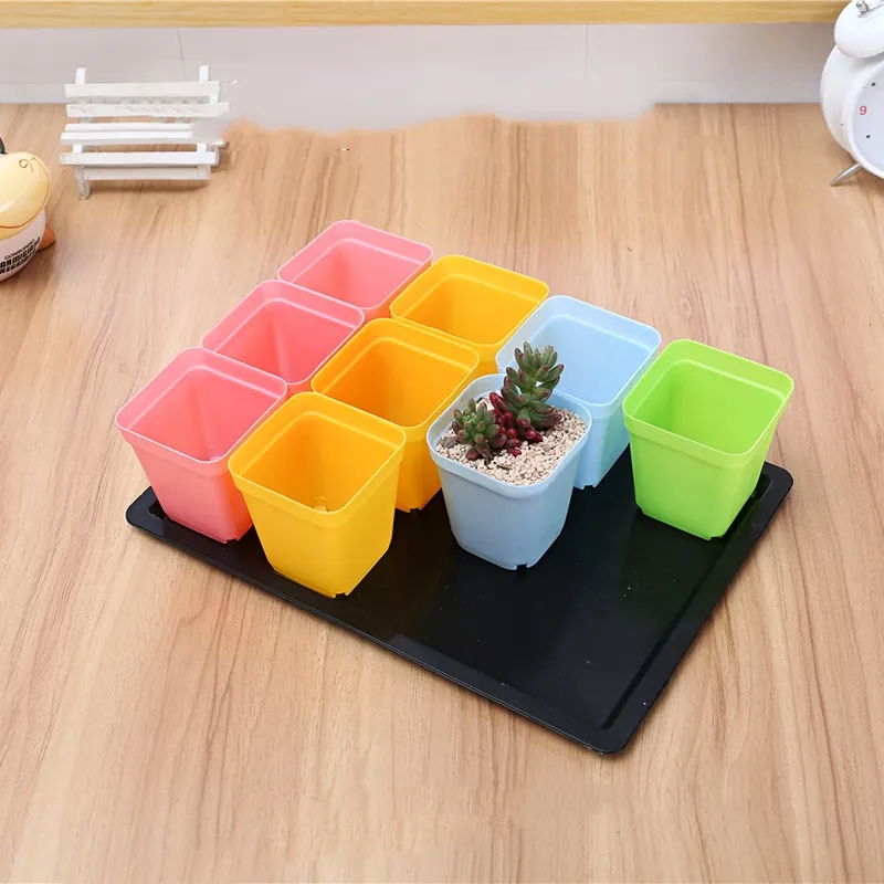 wholesale cheap garden supplies plastic small black square seedling tray nursery tray and lids