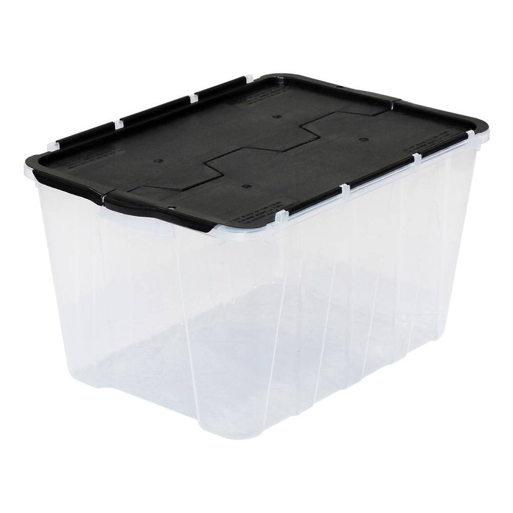 HDX Clear 12 Gal. Flip Top Storage Tote 211512