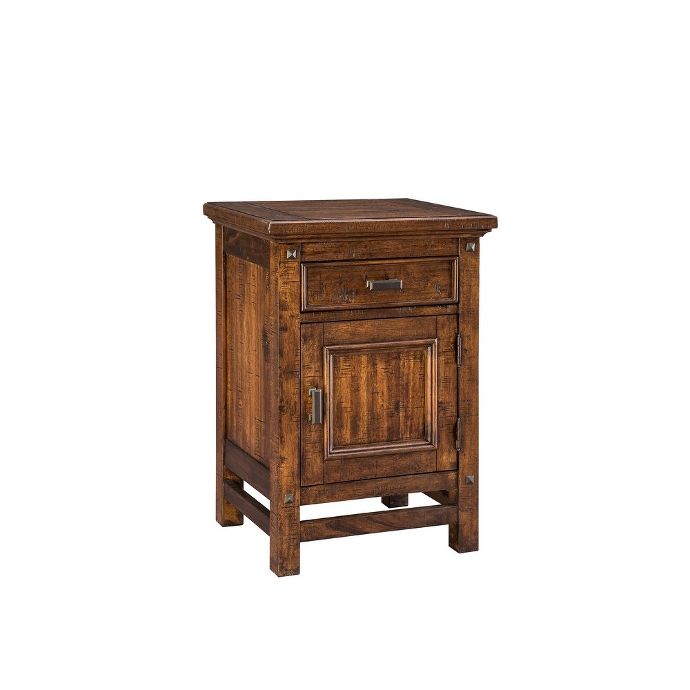 Wolf Creek Rustic Vintage Acacia 1 Door 1 Drawer Nightstand