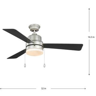 Progress Lighting Trevina V 52 in. LED Indoor Painted Nickel ENERGY STAR Modern Ceiling Fan with Light Kit and White Opal Shade P250076-152-WB