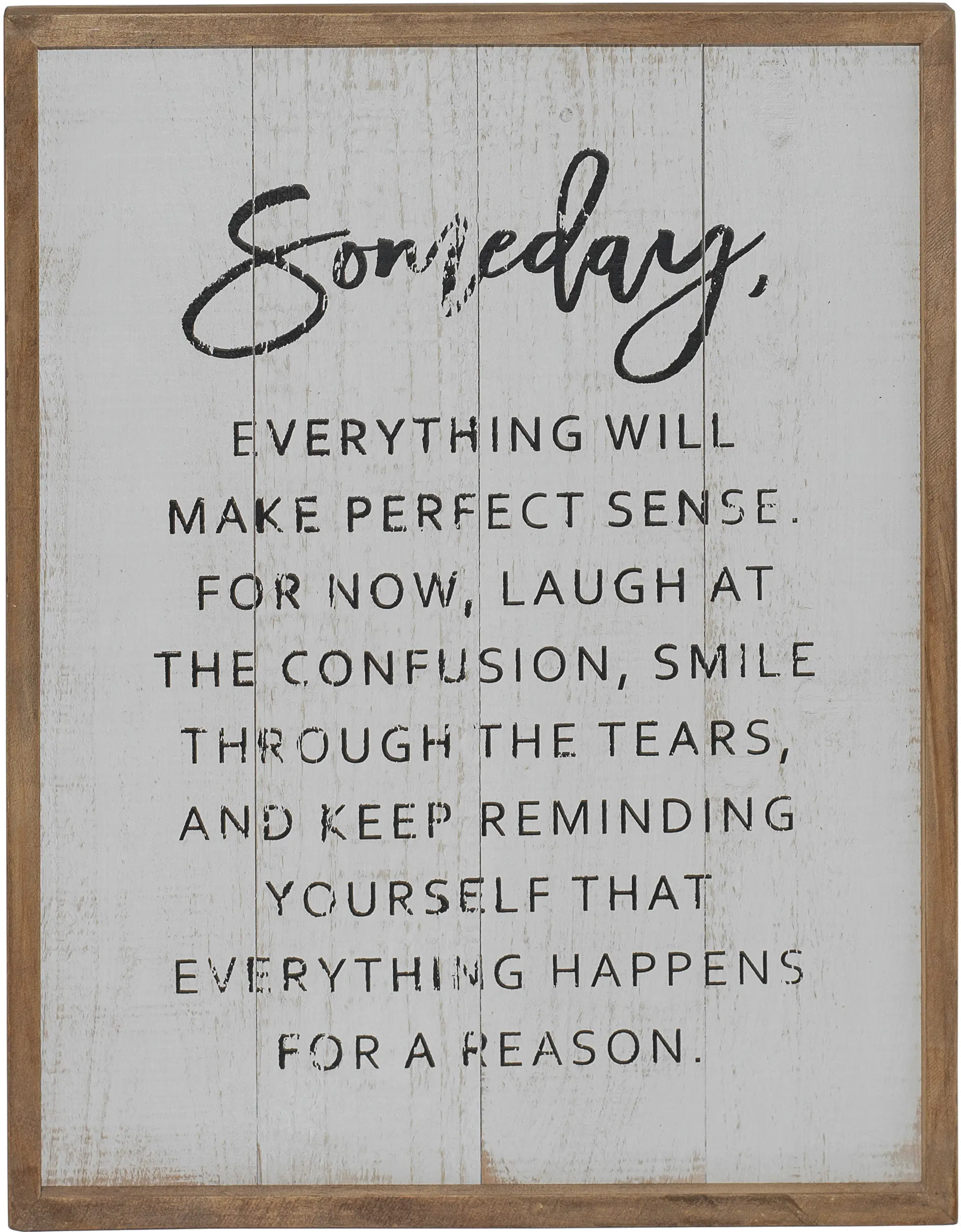 Distressed White Wooden Someday Wall Sign Decor with Black Font