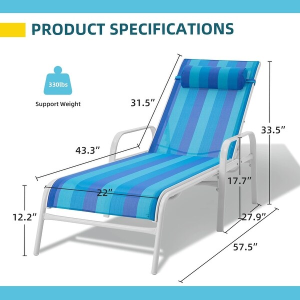 EROMMY Outdoor Patio Lounge Chair，Adjustable Recliner Outdoor Lounge Chairs，Multiple Colors Available