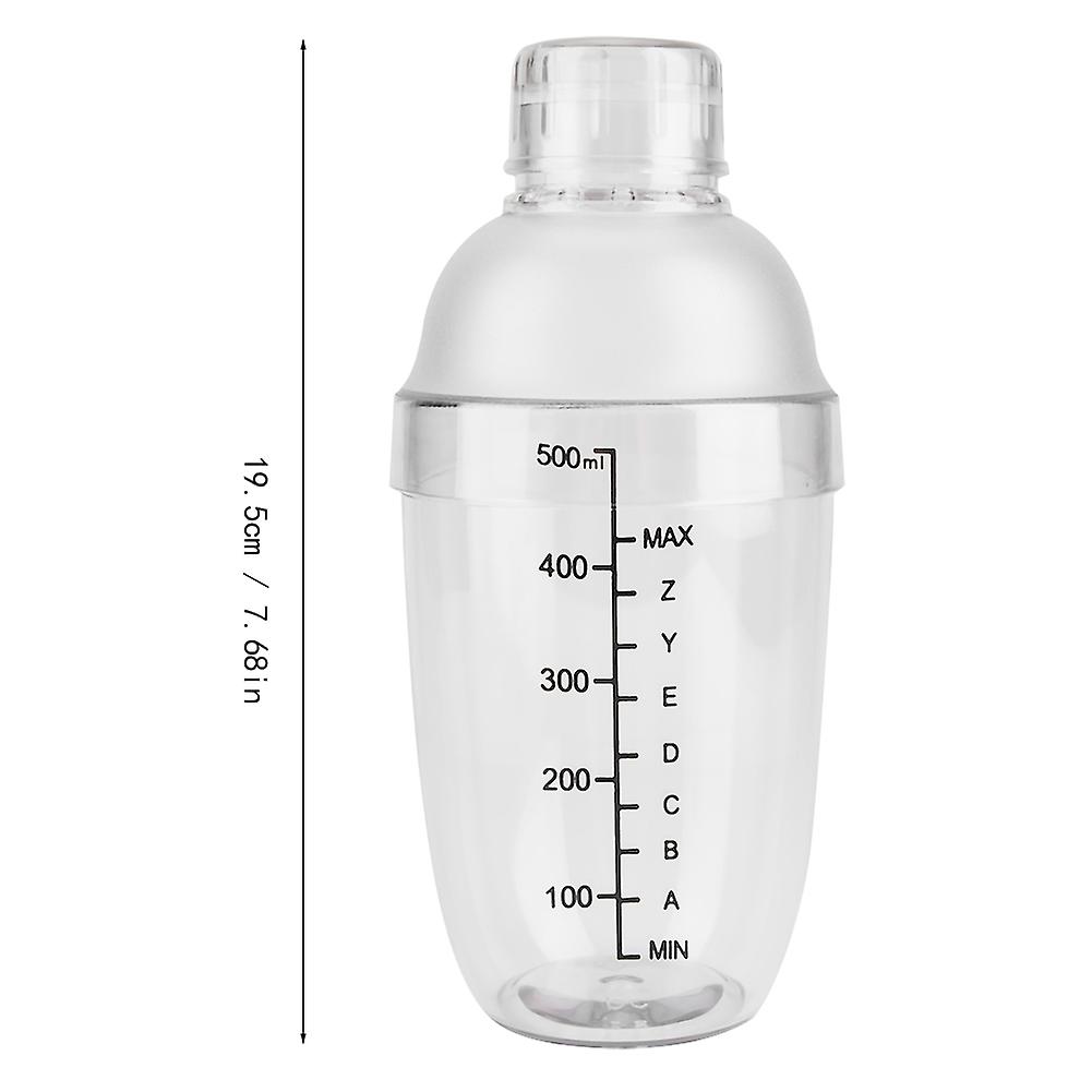 Anti Leakage Transparent Pc Resin Cocktail Shaker Mixer With Scale Bar Tool(500ml)