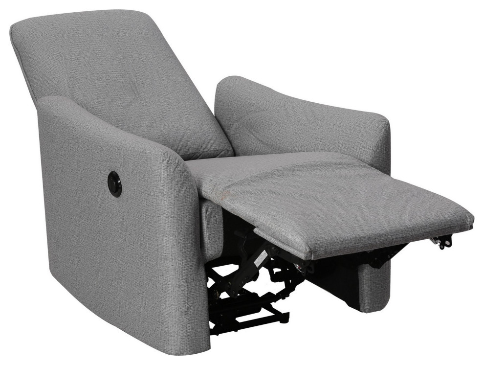 Benzara BM286360 Modern Recliner Chair  Touch Control Button  Gray Fabric   Transitional   Recliner Chairs   by Uber Bazaar  Houzz