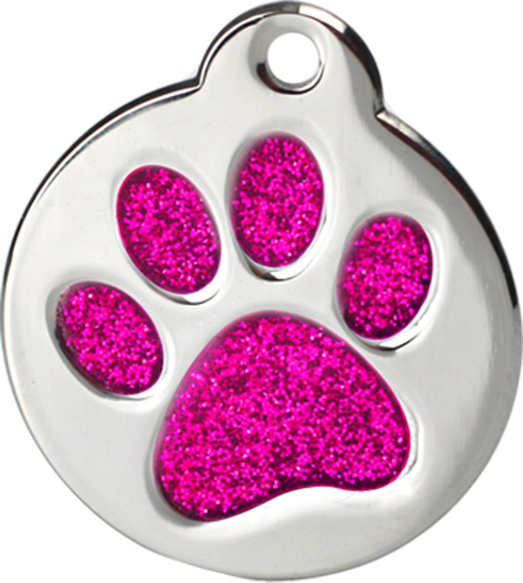 Frisco Stainless Steel Personalized Dog and Cat ID Tag， Paw Print