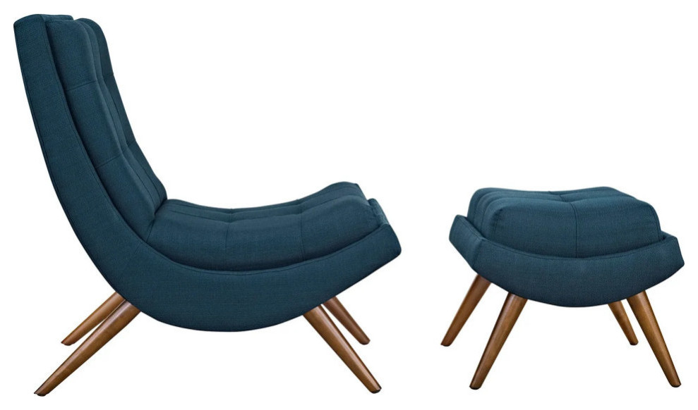 Cooper Azure Upholstered Fabric Lounge Chair Set   Midcentury   Armchairs And Accent Chairs   by V.S.D Furniture  Houzz