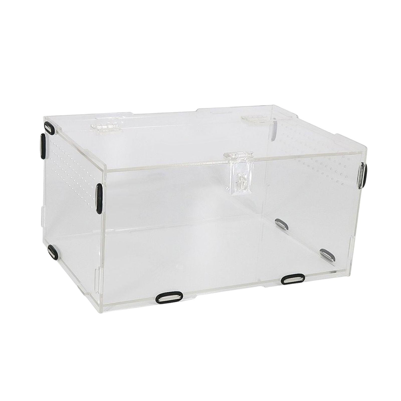 Reptile Breeding Box Animal Transport Clear Portable Hamster Feeding Cage Habitat Feeding Box Storage Box Reptile Terrarium for Turtle Snake