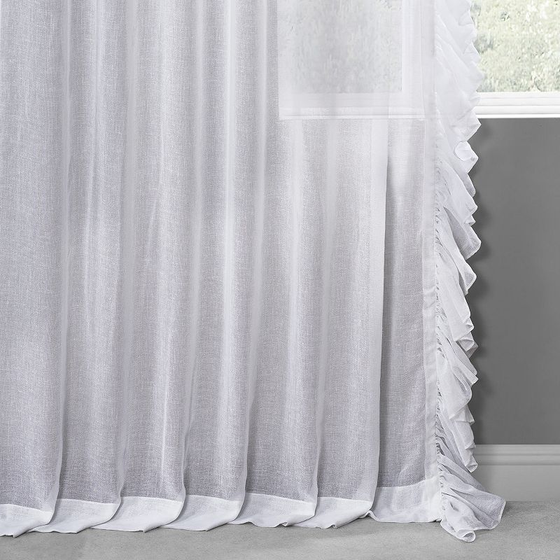 Eff Faux Linen Ruffle Sheer Window Curtain