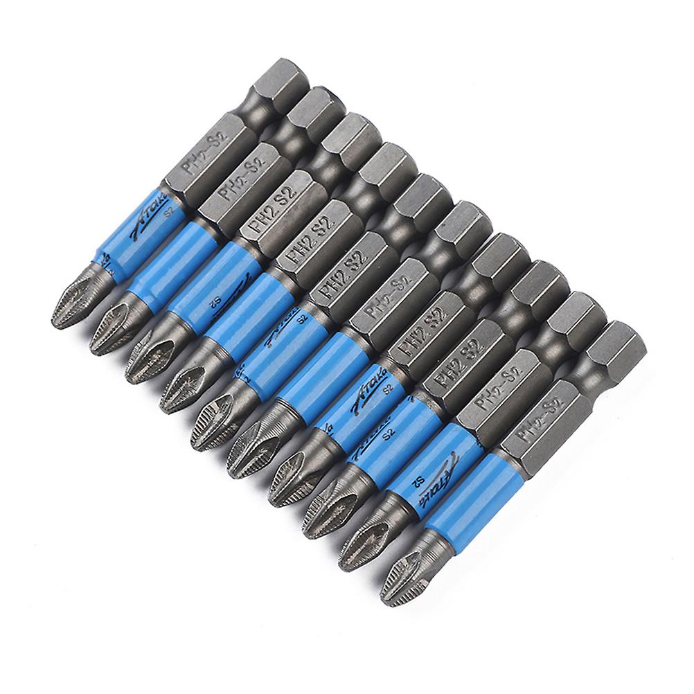 10pcs 50mm Ph2 Phillips Tip Screwdriver Bit Set Anti Electric Magnetic Screwdriver Bits