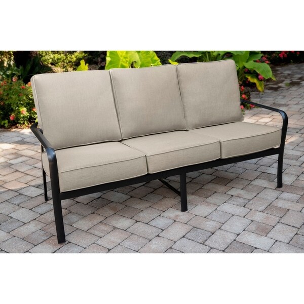 Hanover Cortino 5Piece CommercialGrade Patio Seating Set with 2 Cushioned Club Chairs，Sofa，and Coffee and Side Table