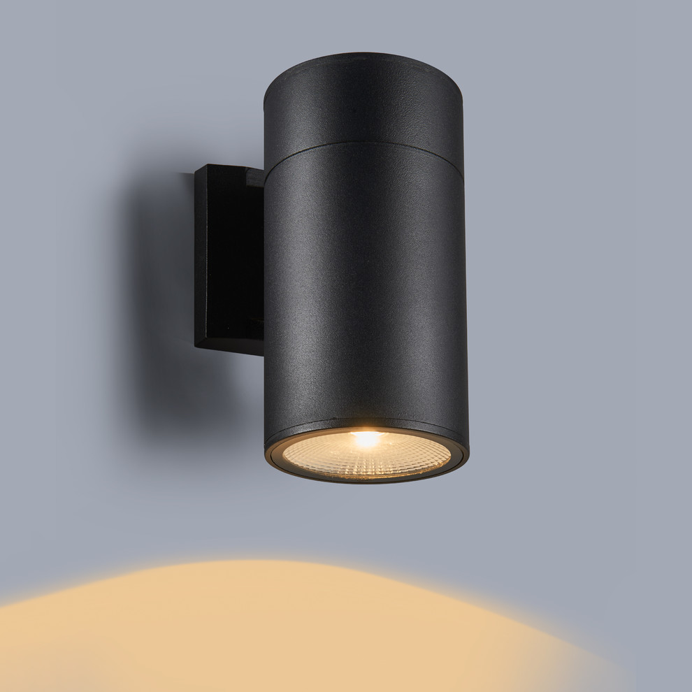 Simon Led Textured Black Outdoor/Indoor Wall Sconce 6 quot  Modern   Outdoor Wall Lights And Sconces   by Homesquare  Houzz