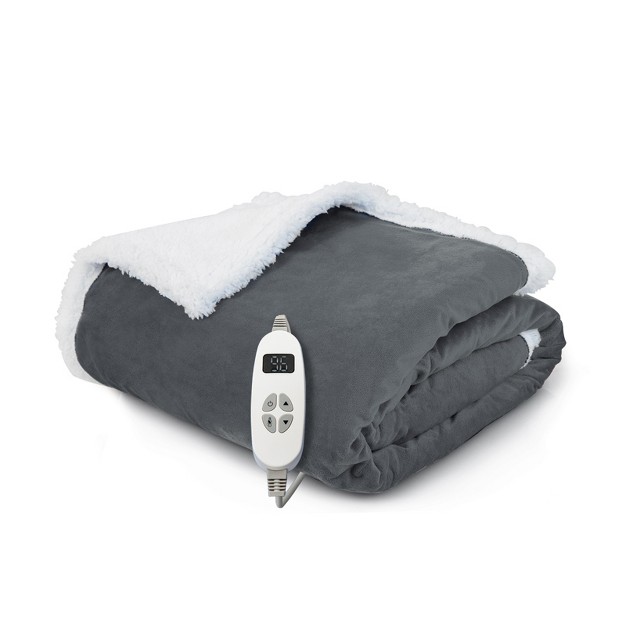 X 60 quot Heated Electric Reversible Fleece Blanket Blanket Throw W 10 Heat Levels 9 Hours Auto Shut off Overheat Protection