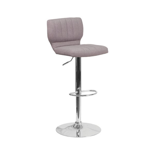 Offex Chrome/Fabric Height-adjustable Swivel Bar Stool