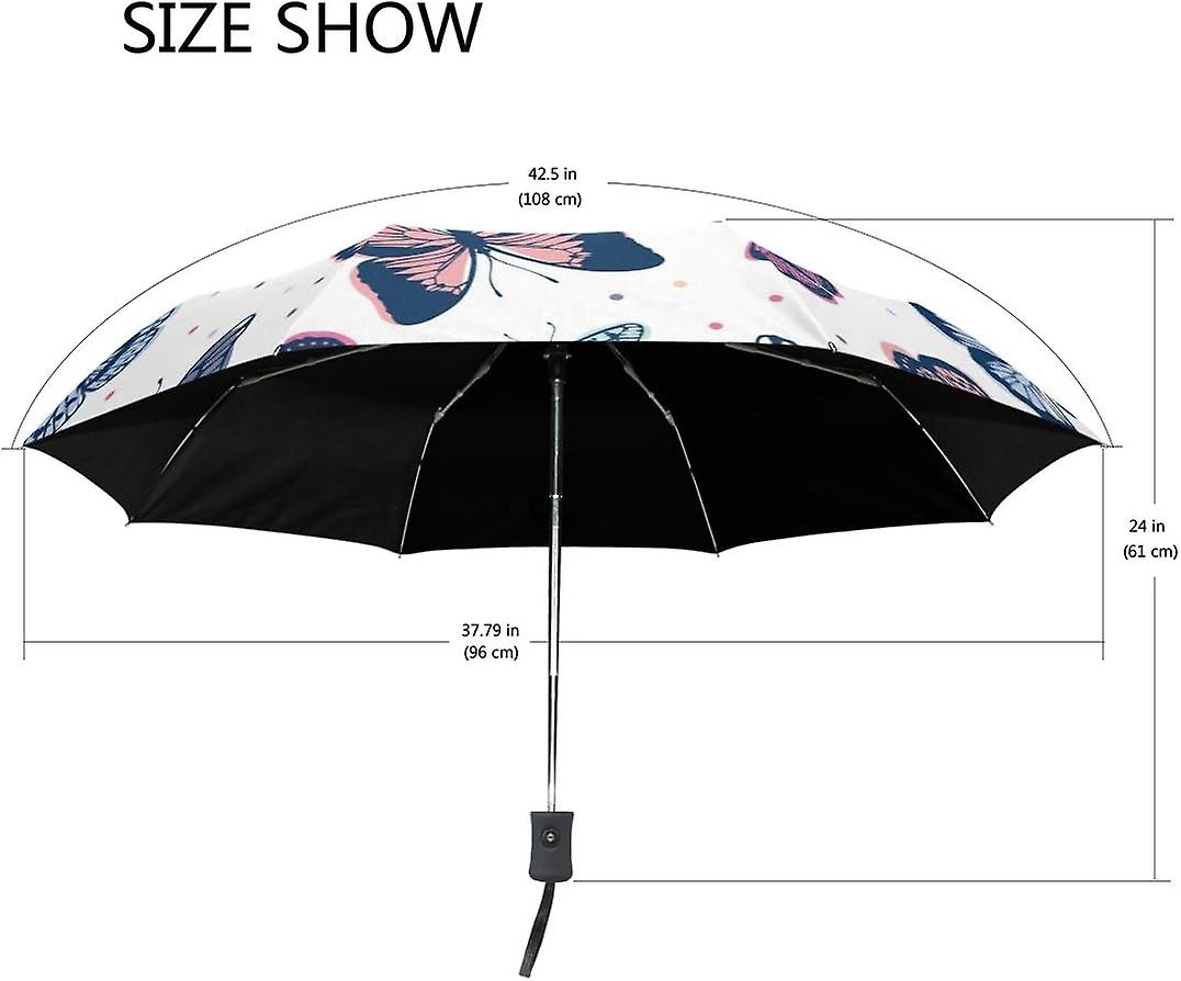 Travel Umbrella Automatic Windproof Foldable Umbrella Colorful Butterflies