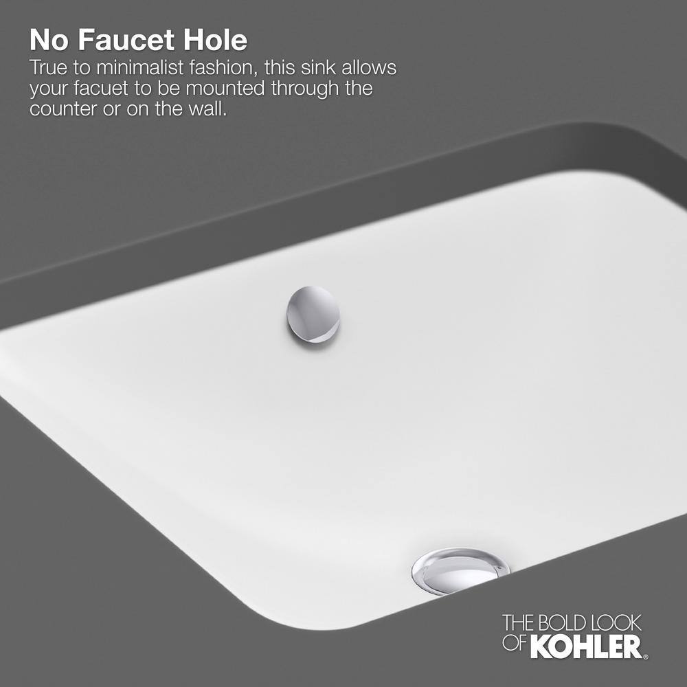 KOHLER Caxton Vitreous China Undermount Bathroom Sink in White with Overflow Drain K-2210-0