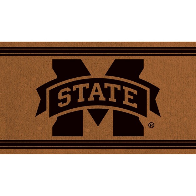 Evergreen Mississippi State University Logo Turf Mat Brown 28 X 16 Inches Indoor Outdoor Doormat