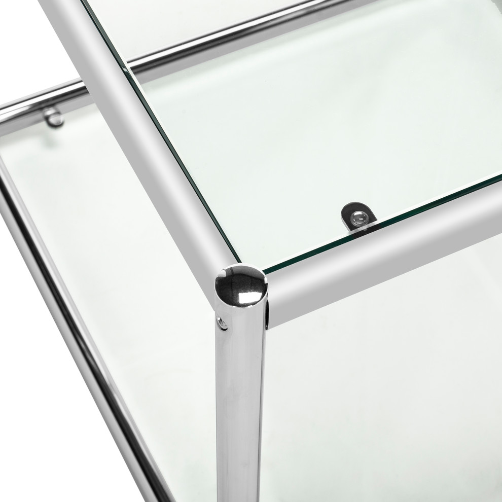 Safavieh Lilias Glass End Table  Chrome   Contemporary   Side Tables And End Tables   by HedgeApple  Houzz