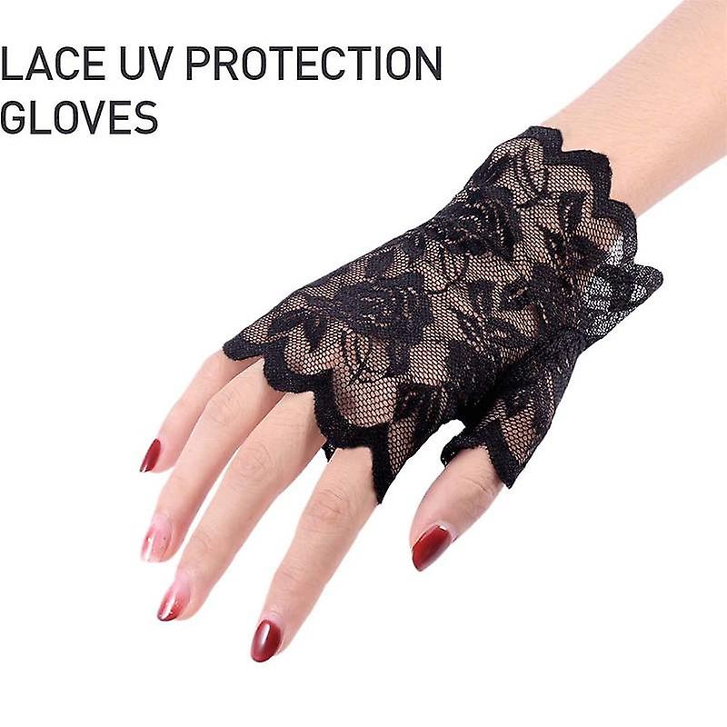 Women Lace Gloves Fingerless Short Outdoor Gloves Sunscreen Vintage Adult Girls Ladies Glove