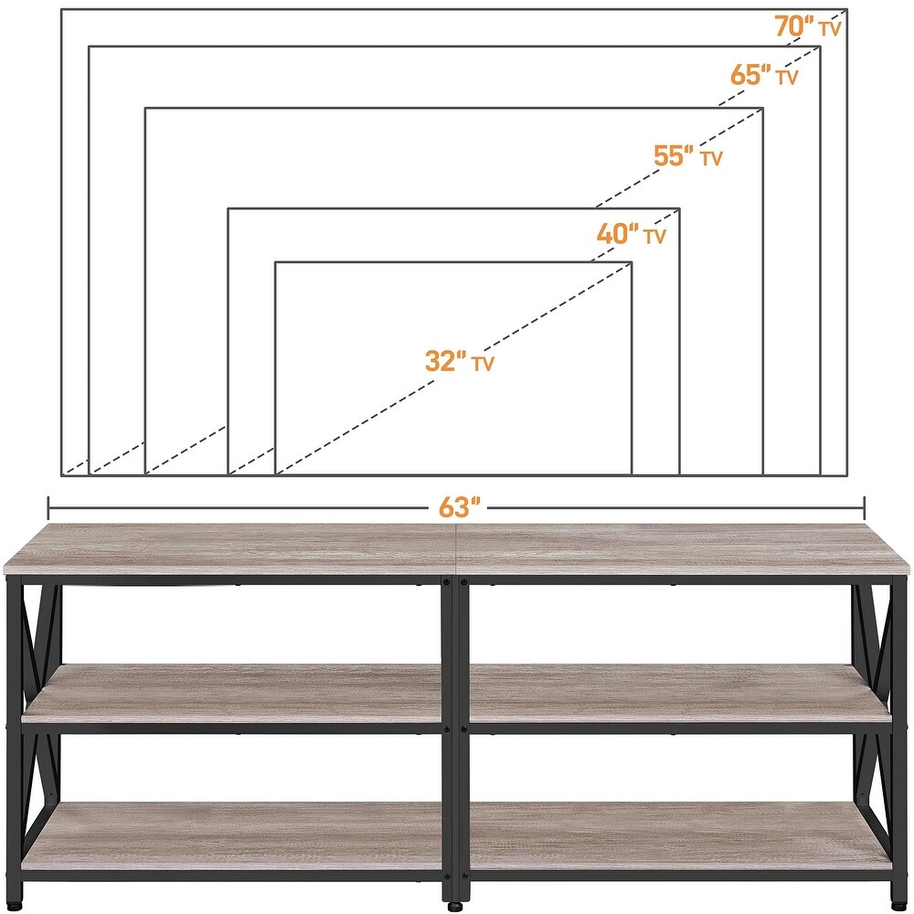 TV Stand 70 Inch  Media Entertainment Center with 3 Tier Storage Shelves  63\