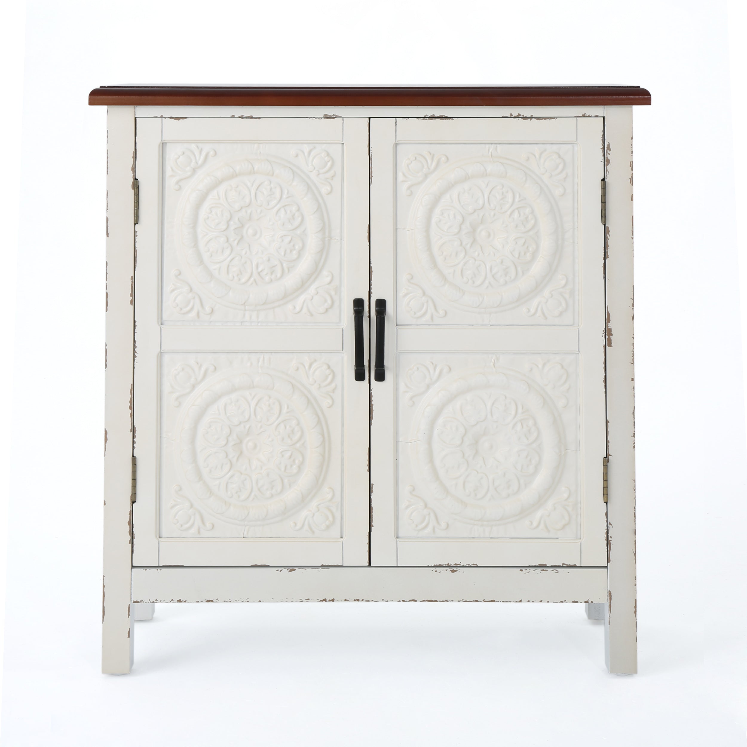 Aliana Finished Firwood Cabinet with Faux Wood Overlay and Accented Top