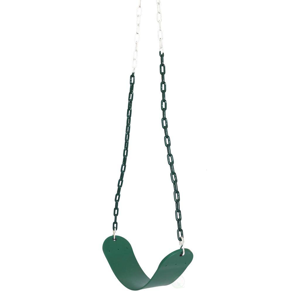 PLAYBERG Heavy-Duty Flexible Green Belt Swing with Coated Metal Chain QI003376