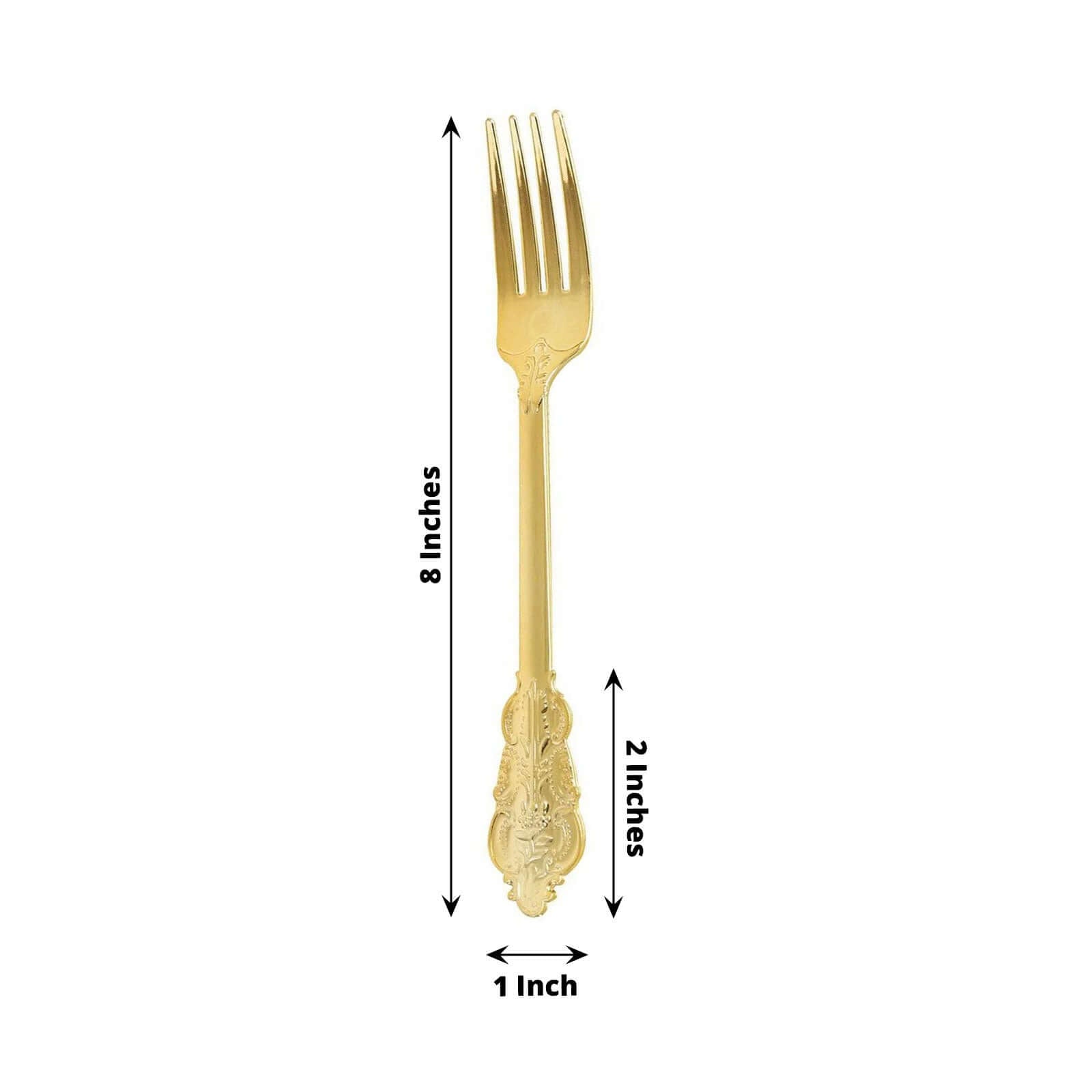 24 Pack Metallic Gold Baroque Style Heavy Duty Plastic Forks 8