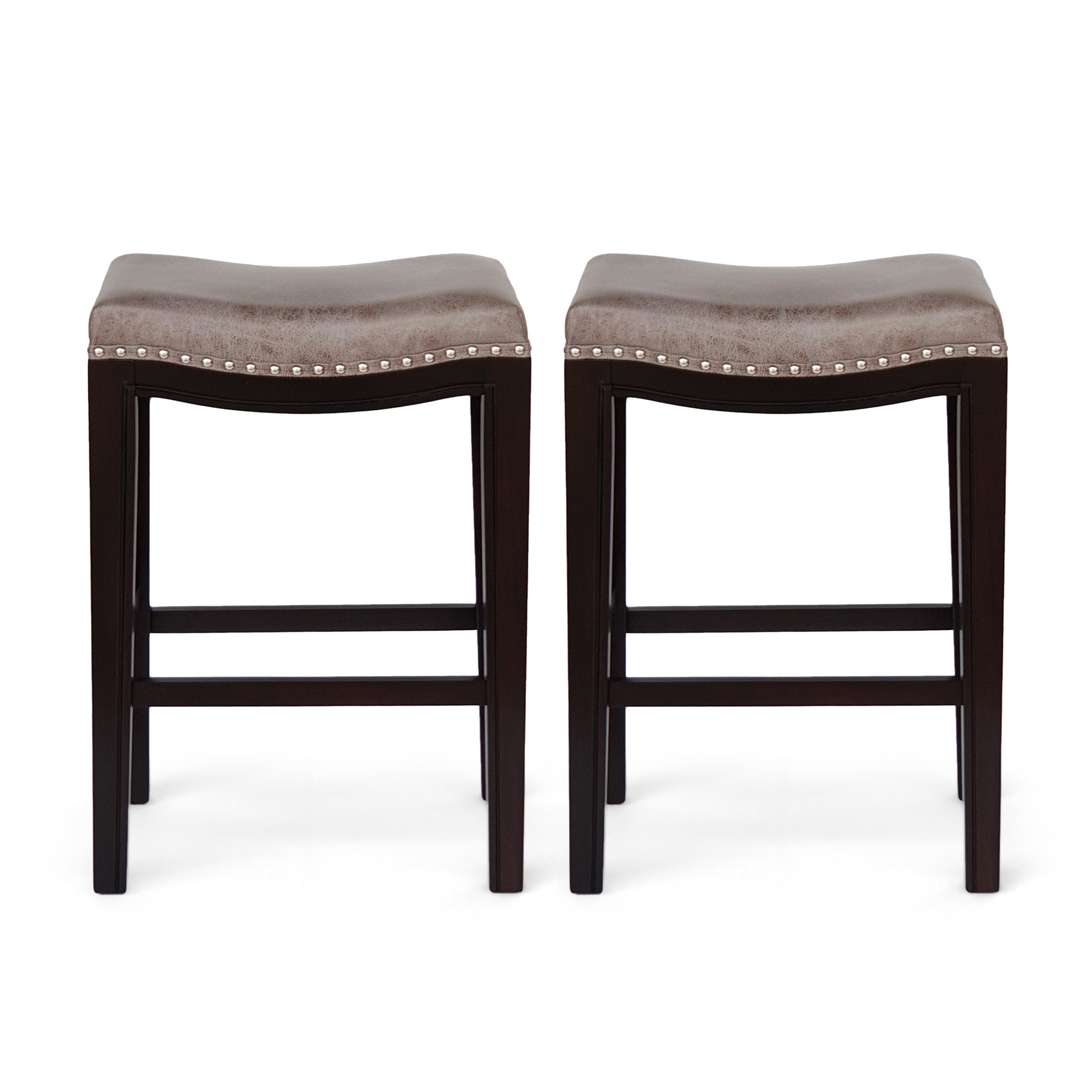 Jordon Contemporary Studded Fabric Counter Stool (Set of 2)