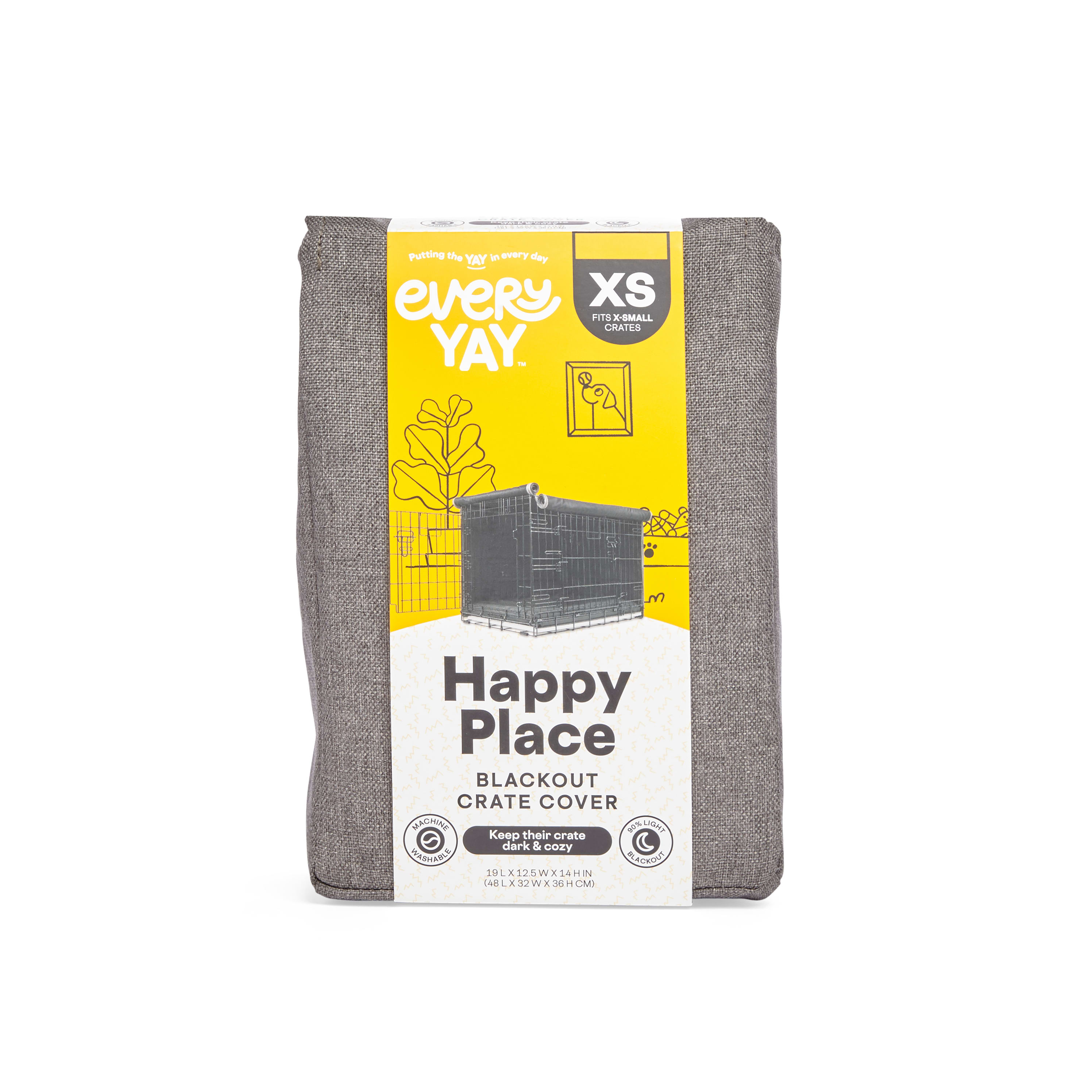 EveryYay Happy Place Grey Blackout Dog Crate Cover， 19