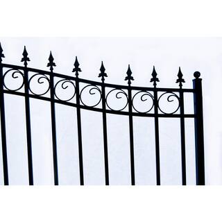 ALEKO Prague Style 12 ft. x 6 ft. Black Steel Single Swing Driveway Fence Gate DG12PRASSW-HD