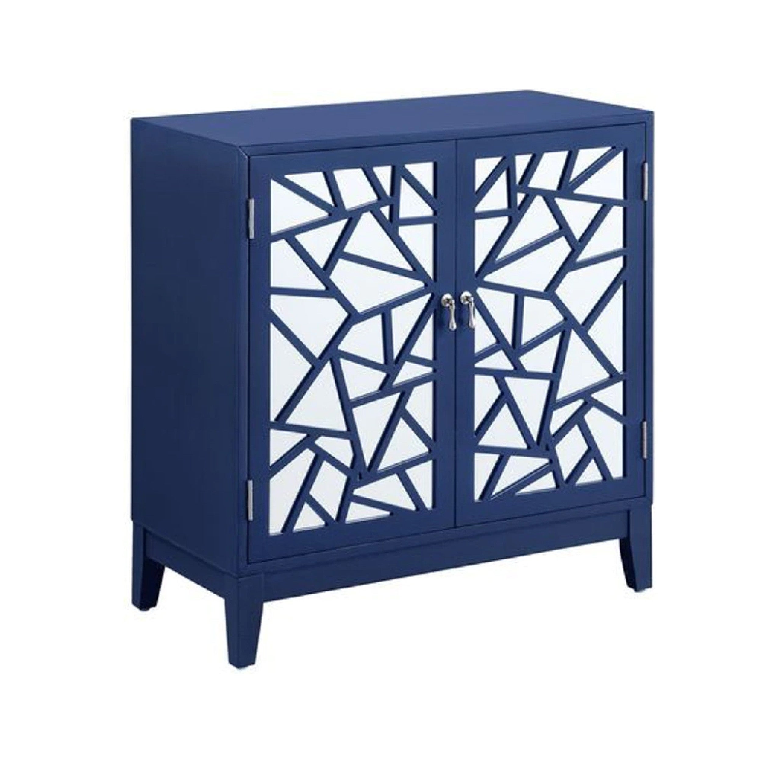 33 Inch 2 Door Mirrored Console Sideboard Cabinet with Shelf， Blue