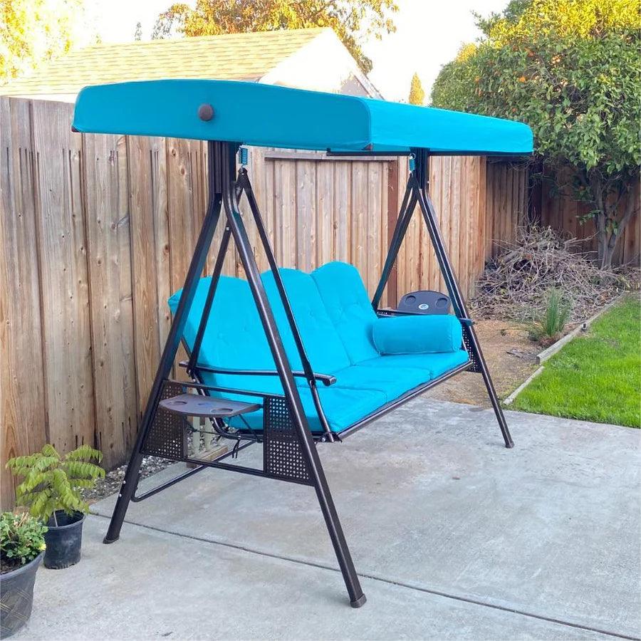 Clearance – PURPLE LEAF Outdoor Adjustable Canopy Swing Patio Porch Swing with Cushions and Pillow