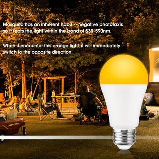 YANSUN 12-Watt 100-Watt Equivalent A19 Dusk to Dawn LED Bug Light Bulb E26 Base in Yellow-Colored 2000K (6-Pack) H-FZQW002E26-12