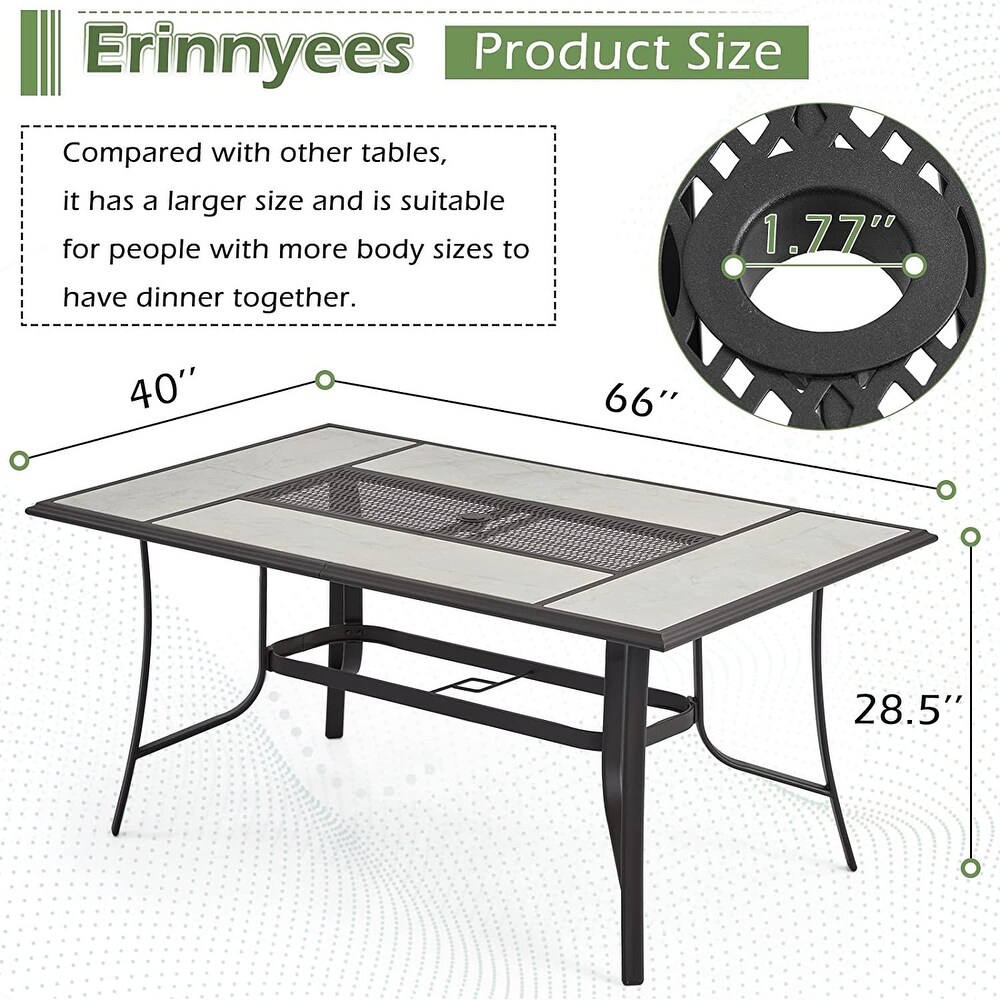 EROMMY 66'' Large Outdoor Dining Table  Metal Steel Table with 1.77\