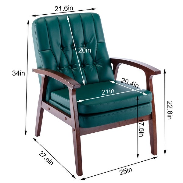 Mid-Century Single Arm Chair Sofa Accent Chair Retro Modern Solid Wood Wooden Lounge Chair， Suitable for Living Room Bedroom