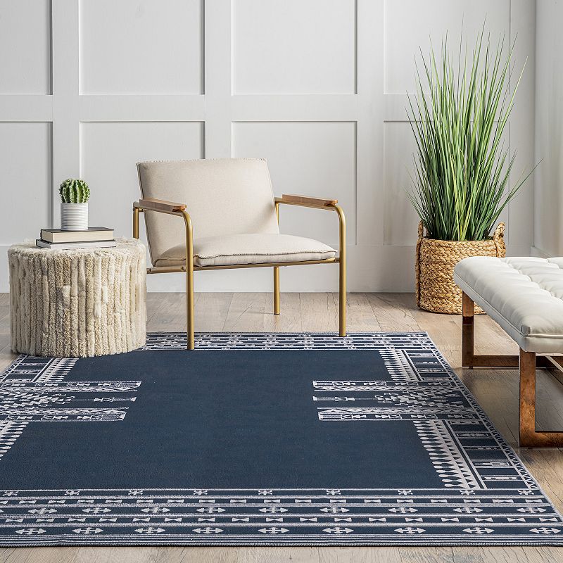 nuLOOM Joelle Machine Washable Tribal Geometric Border Area Rug