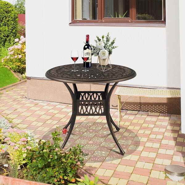 Courtyard Round Top Cast Aluminum Table