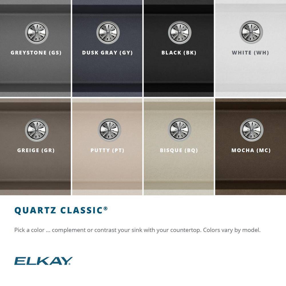 Elkay Quartz Classic Dusk Gray Quartz 33 in. 6040 Double Bowl Undermount Kitchen Sink with Aqua Divide ELGHU3322RGY0