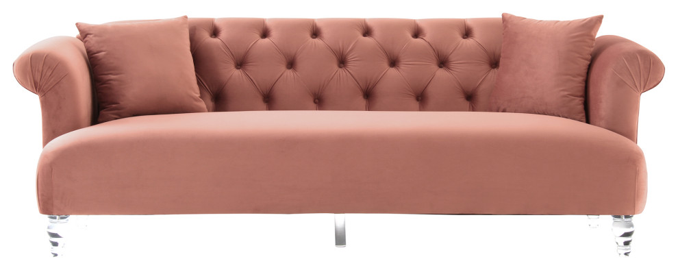 Elegance Contemporary Sofa  Velvet With Acrylic Legs   Eclectic   Sofas   by Armen Living  Houzz