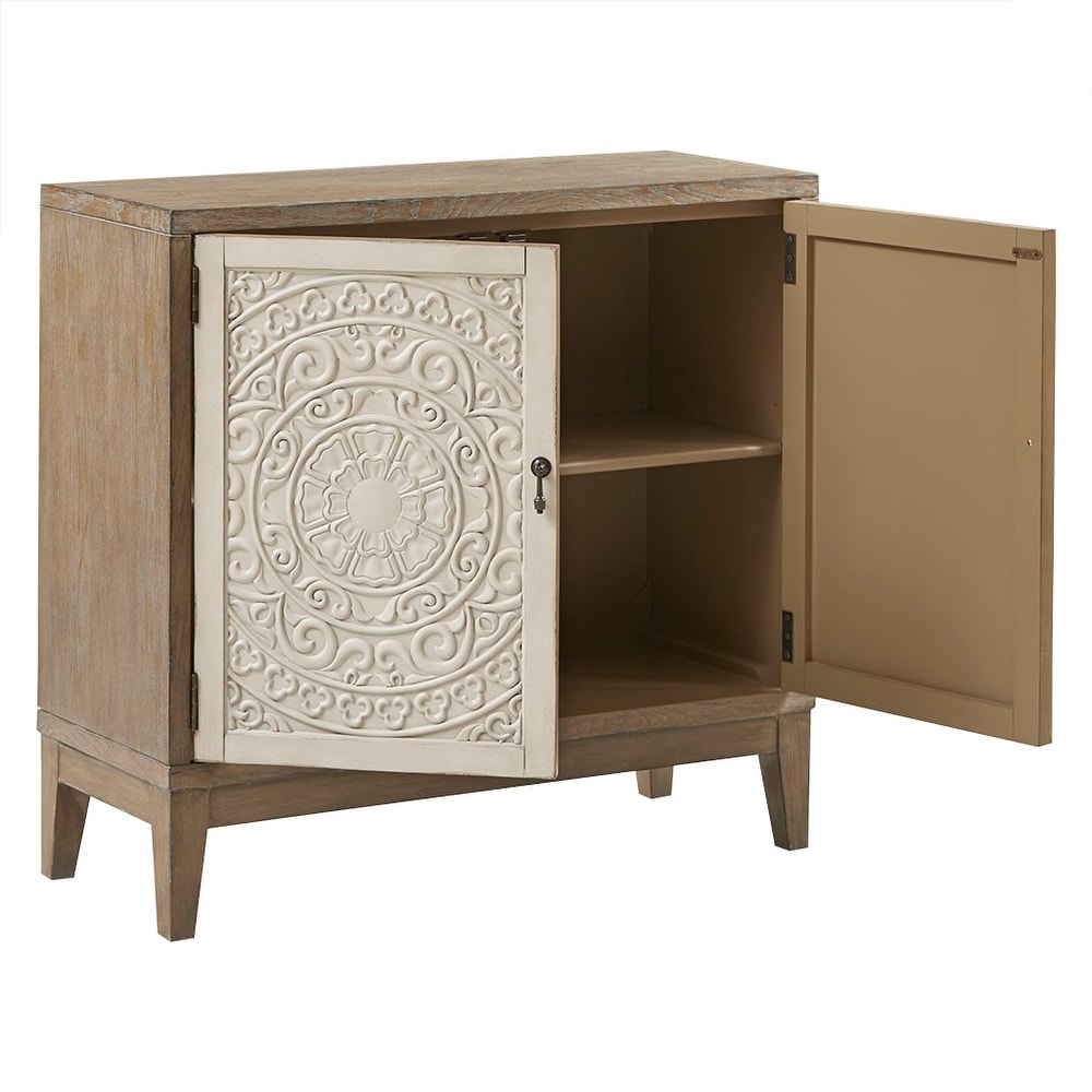 Cowly Accent Cabinet Wood Sideboard with 2 Door Storage Shelves in Walnut