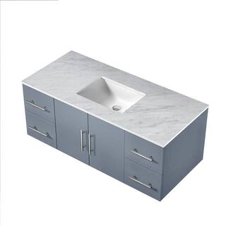 Lexora Geneva 48 in. W x 22 in. D Dark Grey Bath Vanity and Carrara Marble Top LG192248DBDS000