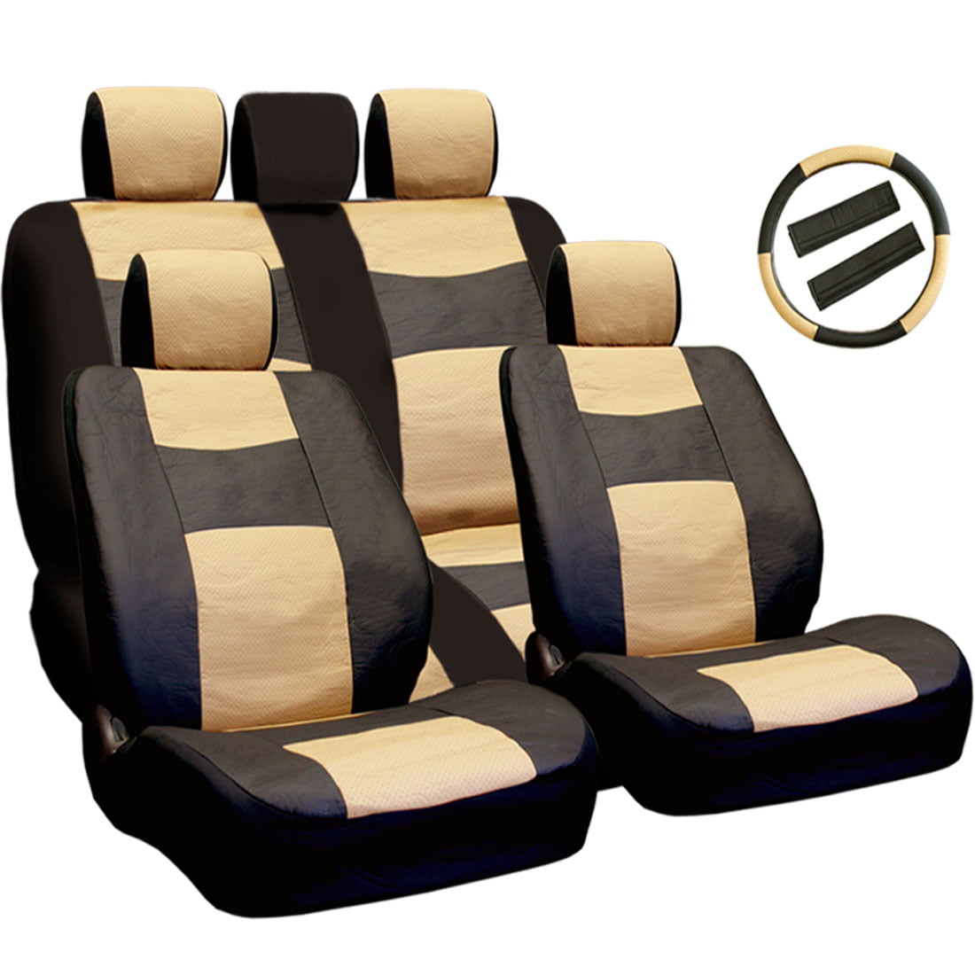 Yupbizauto Synthetic Leather Car Seat Covers Full Set for Hyundai Elantra Universal Size