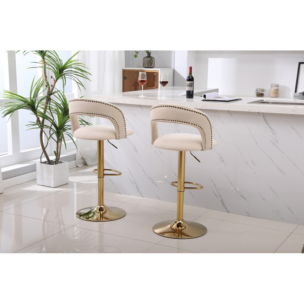 Velvet Swivel Barstools Set of 2 Counter Height Bar Stools Bar Chairs